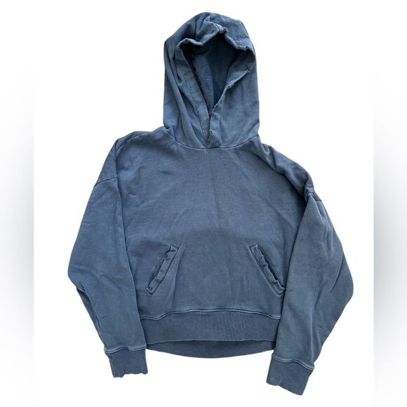 AMO Blue Hoodie Sweatshirt Size Small Distressed 100% Cotton - Picture 1 of 5